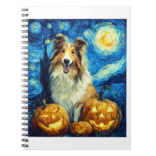 Cute Rough Collie Dog Halloween Jack O Lantern Pum Notizblock (Vorderseite)