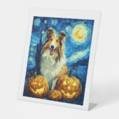 Cute Rough Collie Dog Halloween Jack O Lantern Pum Sockelschild (Vorderseite)
