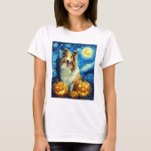 Cute Rough Collie Dog Halloween Jack O Lantern Pum T-Shirt (Vorderseite)