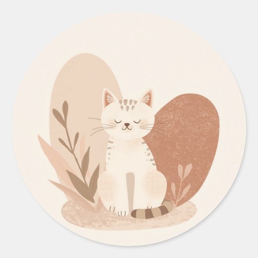 Cute Round Cat Sticker – Adorable Kawaii Kitty Des (Vorderseite)