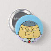 Cute Round Face Business Employee ID Badge Blue Button (Vorne & Hinten)