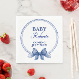 Cute Royal Blue Boy Baby Shower Serviette