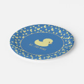 Cute Rubber Duck Modern Blue Baby Shower Pappteller (Schrägansicht)