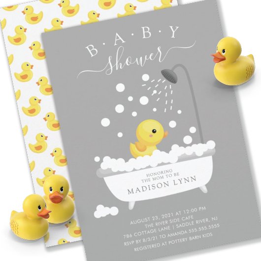 Cute Rubber Duck Shower Baby Invitation Einladung