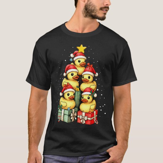 Cute Rubber Ducks Le Duckie Christmas Tree Xmas Ha T-Shirt (Vorderseite)