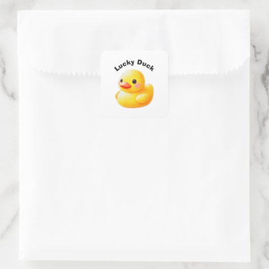 Cute Rubber Ducky with Customizable Text Quadratischer Aufkleber (Tasche)