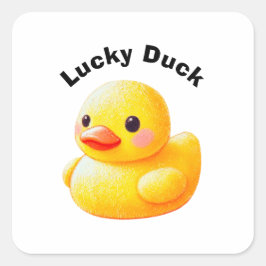 Cute Rubber Ducky with Customizable Text Quadratischer Aufkleber