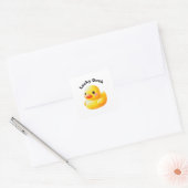 Cute Rubber Ducky with Customizable Text Quadratischer Aufkleber (Umschlag)