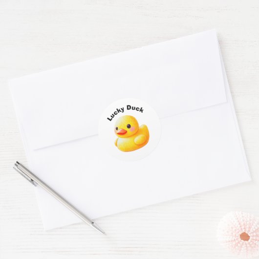 Cute Rubber Ducky with Customizable Text Runder Aufkleber (Umschlag)