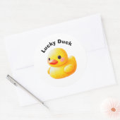 Cute Rubber Ducky with Customizable Text Runder Aufkleber (Umschlag)