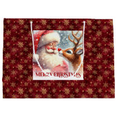 Cute Rudolph and Santa Kids Christmas Gift Bag Fun Große Geschenktüte (Rückseite)