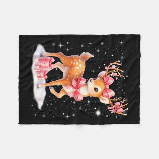 Cute Rudolph Nk Coquette Pajamas Christmas Xmas Gi Fleecedecke (Vorderseite (Horizontal))