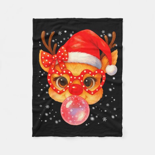 Cute Rudolph Red Nose Bubble Gum Christmas Xmas Gi Fleecedecke (Vorderseite)