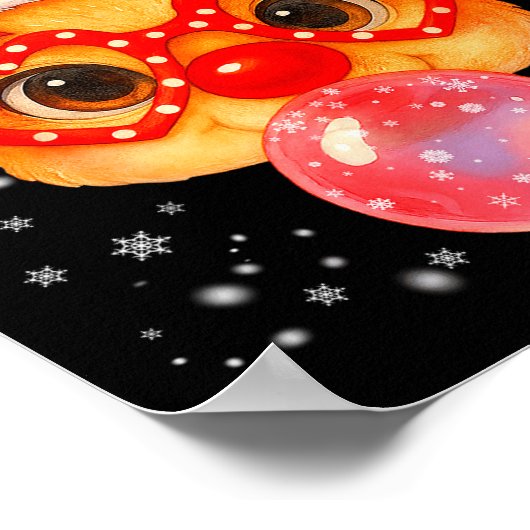 Cute Rudolph Red Nose Bubble Gum Christmas Xmas Gi Poster (Ecke)