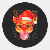 Cute Rudolph Red Nose Bubble Gum Christmas Xmas Gi Runder Aufkleber (Vorderseite)