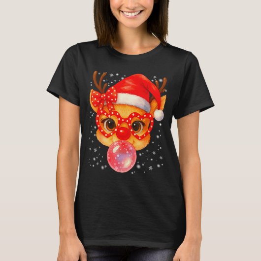 Cute Rudolph Red Nose Bubble Gum Christmas Xmas Gi T-Shirt (Vorderseite)