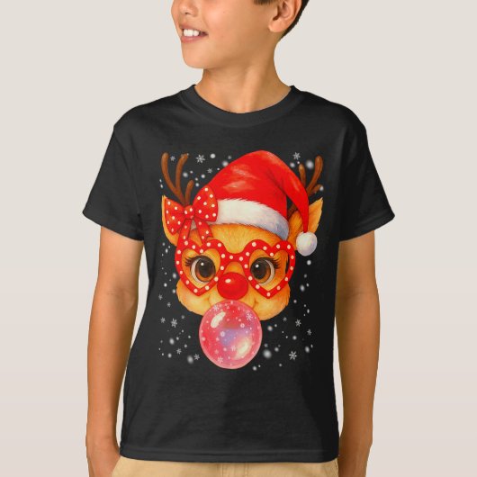 Cute Rudolph Red Nose Bubble Gum Christmas Xmas Gi T-Shirt (Vorderseite)