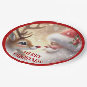 Cute Rudolph Red Nose Cartoon Christmas Paper Plat Pappteller (Schrägansicht)