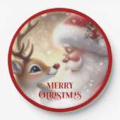 Cute Rudolph Red Nose Cartoon Christmas Paper Plat Pappteller (Vorderseite)