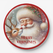 Cute Rudolph Red Nose Kids Christmas Paper Party   Pappteller (Vorderseite)