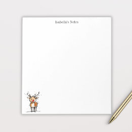 Cute Rudolph Reindeer Christmas Illustration Notizblock