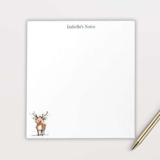 Cute Rudolph Reindeer Christmas Illustration Notizblock
