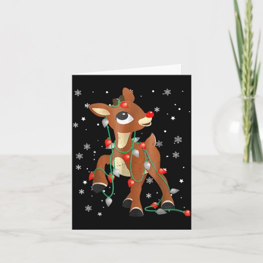 Cute Rudolph The Red Nose Reindeer For Kids Christ Karte (Vorderseite)