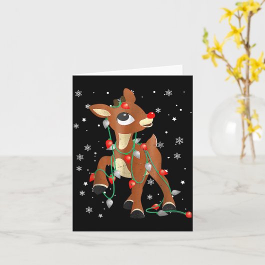Cute Rudolph The Red Nose Reindeer For Kids Christ Karte (Gelbe Blume)