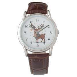 Cute Rudolph with Gold Accents Armbanduhr
