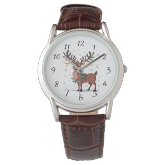 Cute Rudolph with Gold Accents Armbanduhr