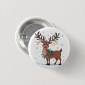 Cute Rudolph with Gold Accents Button (Vorne & Hinten)