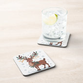 Cute Rudolph with Gold Accents Getränkeuntersetzer (Rechte Seite)