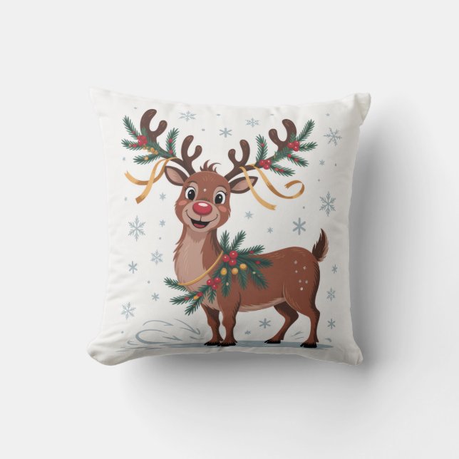 Cute Rudolph with Gold Accents Kissen (Vorderseite)