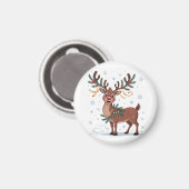 Cute Rudolph with Gold Accents Magnet (Vorderseite/Rückseite)