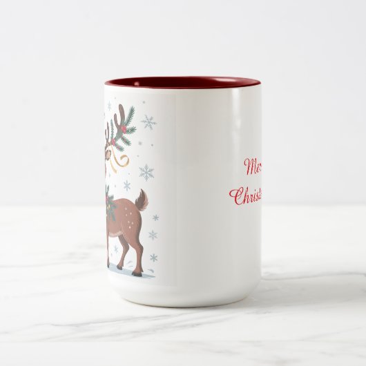 Cute Rudolph with Gold Accents Zweifarbige Tasse (Mittel)