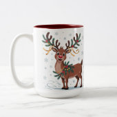 Cute Rudolph with Gold Accents Zweifarbige Tasse (Links)