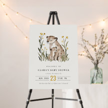 Cute Rustic Mum and Baby Tiger Foliage Baby Shower