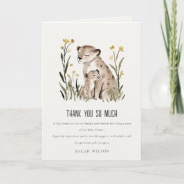 Cute Rustic Mum and Baby Tiger Foliage Baby Shower Dankeskarte