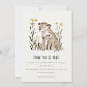 Cute Rustic Mum and Baby Tiger Foliage Baby Shower Dankeskarte (Vorderseite)