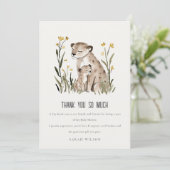Cute Rustic Mum and Baby Tiger Foliage Baby Shower Dankeskarte (Stehend Vorderseite)