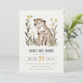 Cute Rustic Mum and Baby Tiger Foliage Baby Shower Einladung (Stehend Vorderseite)