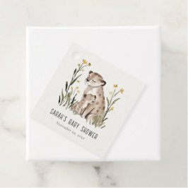 Cute Rustic Mum and Baby Tiger Foliage Baby Shower Geschenkanhänger
