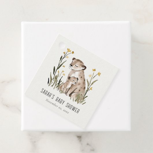 Cute Rustic Mum and Baby Tiger Foliage Baby Shower Geschenkanhänger (Beispiel)