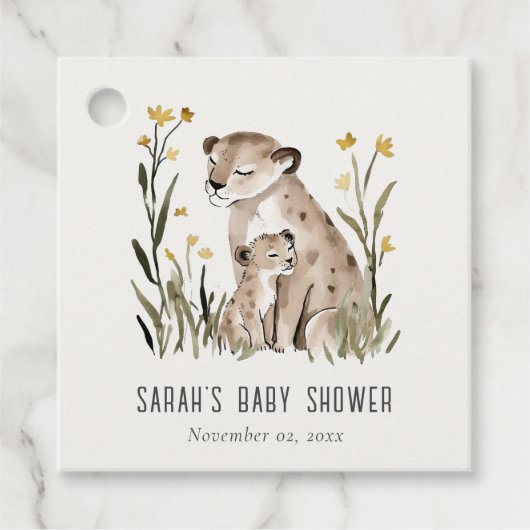 Cute Rustic Mum and Baby Tiger Foliage Baby Shower Geschenkanhänger (Vorderseite)