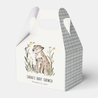 Cute Rustic Mum and Baby Tiger Foliage Baby Shower Geschenkschachtel