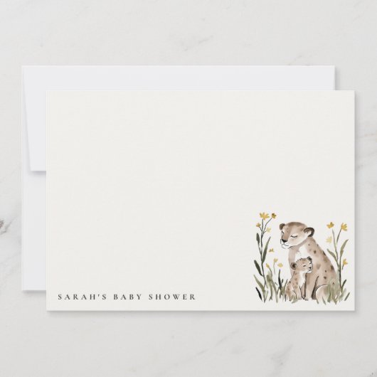 Cute Rustic Mum and Baby Tiger Foliage Baby Shower Mitteilungskarte (Vorderseite)