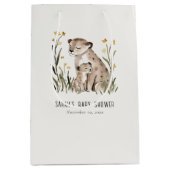 Cute Rustic Mum and Baby Tiger Foliage Baby Shower Mittlere Geschenktüte (Vorderseite)