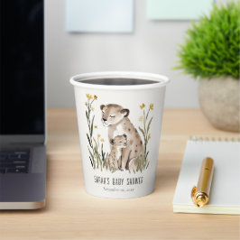 Cute Rustic Mum and Baby Tiger Foliage Baby Shower Pappbecher