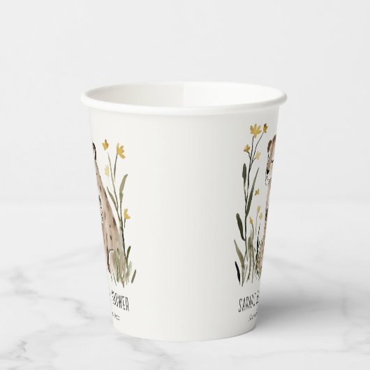 Cute Rustic Mum and Baby Tiger Foliage Baby Shower Pappbecher (Links)