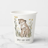 Cute Rustic Mum and Baby Tiger Foliage Baby Shower Pappbecher (Vorderseite)